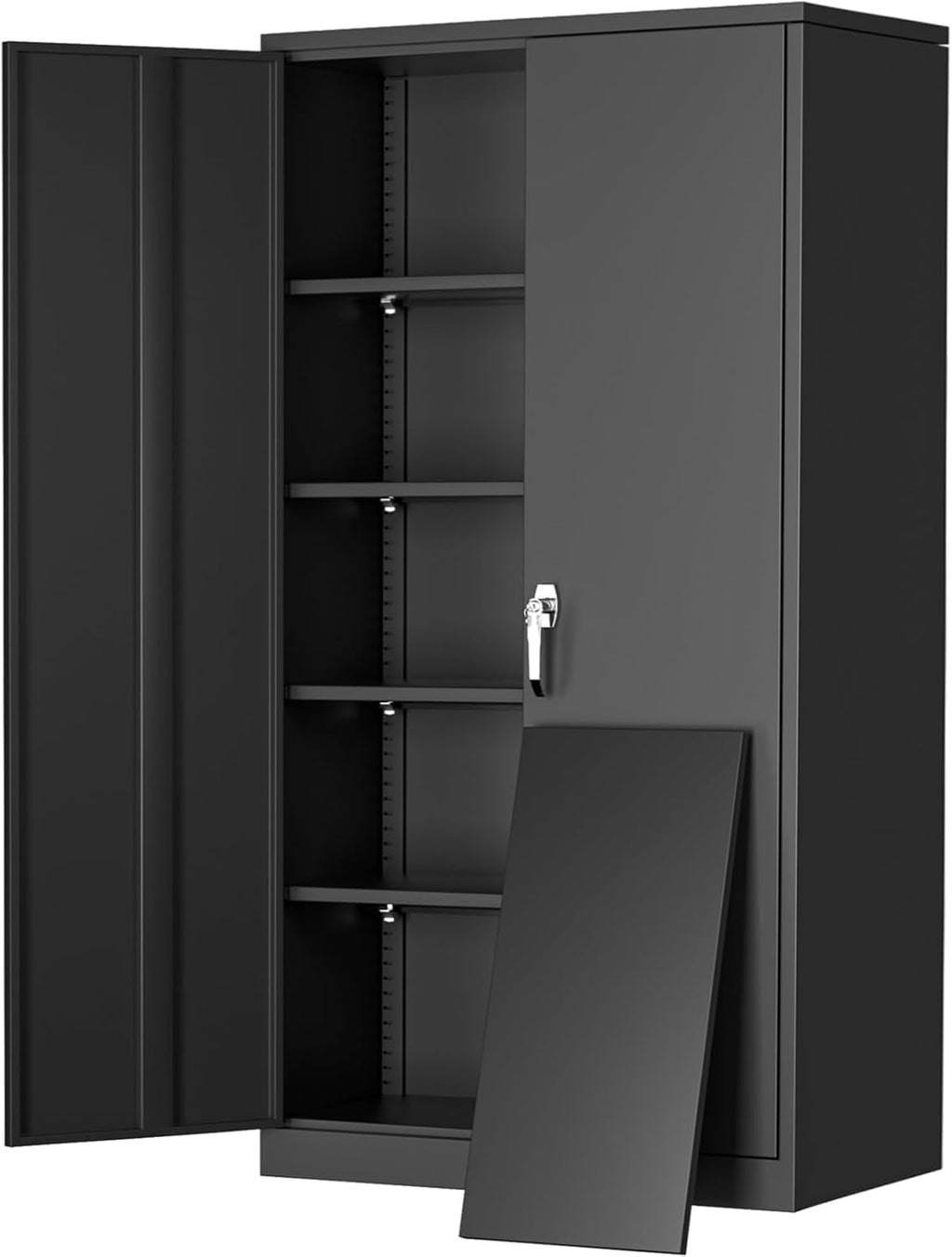 Black Lockable Metal Garage Storage Cabinet