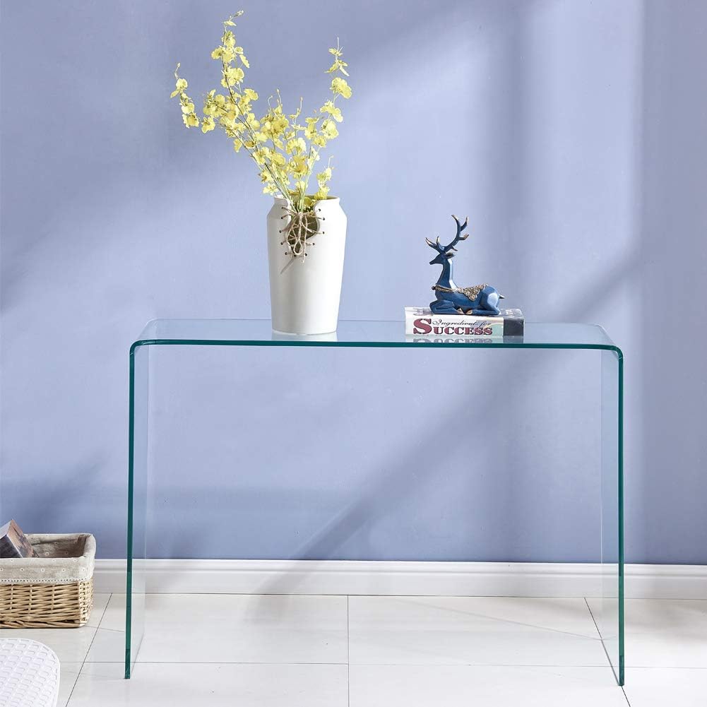 Tempered Glass Narrow Console Table