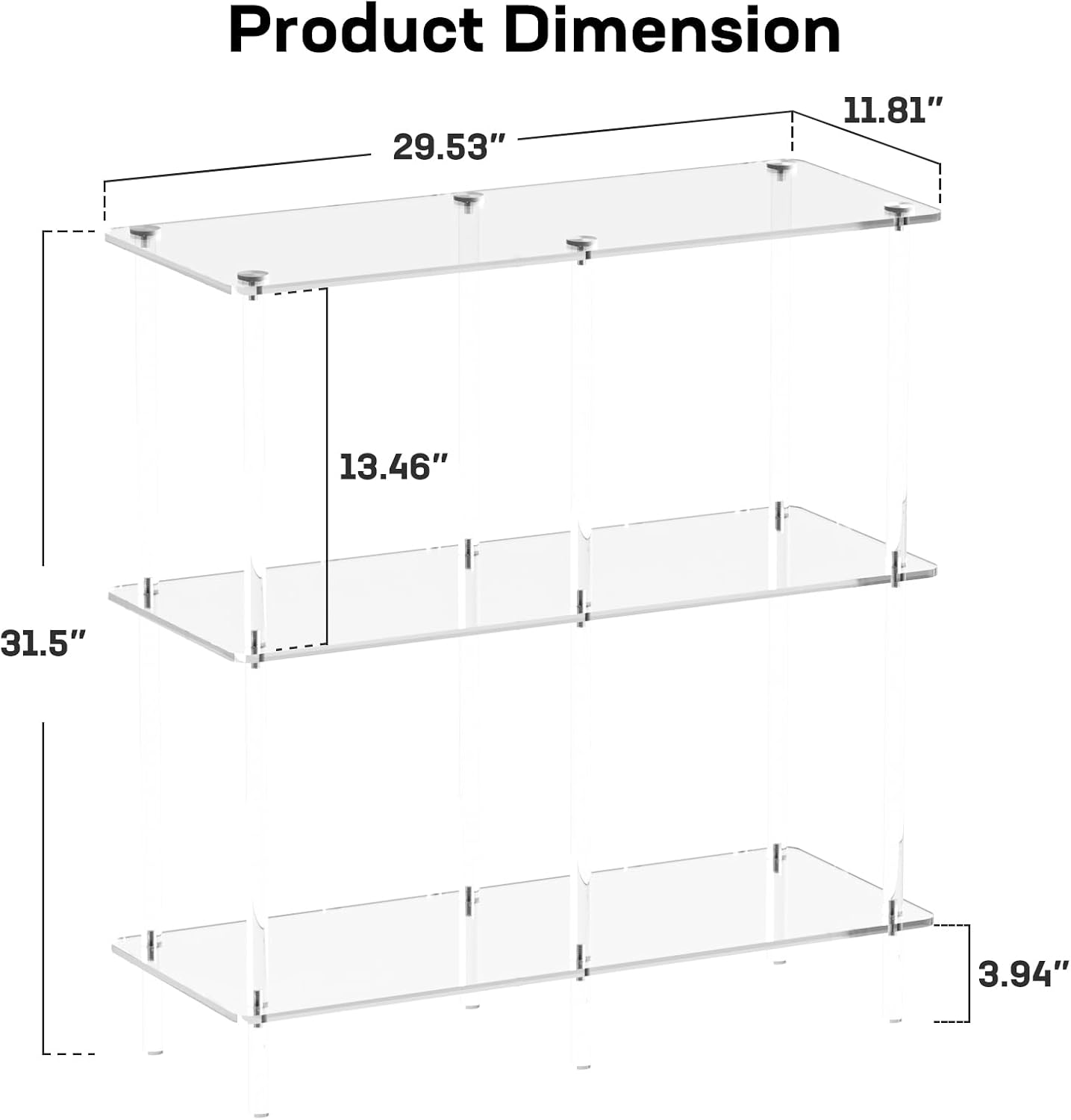 3-Tier Clear Acrylic Entryway Console Table