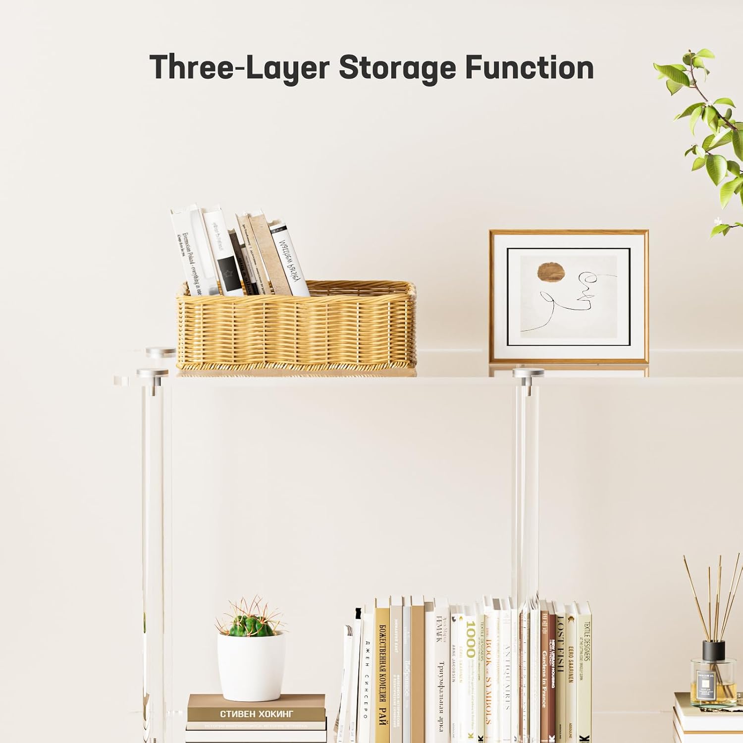 3-Tier Clear Acrylic Entryway Console Table