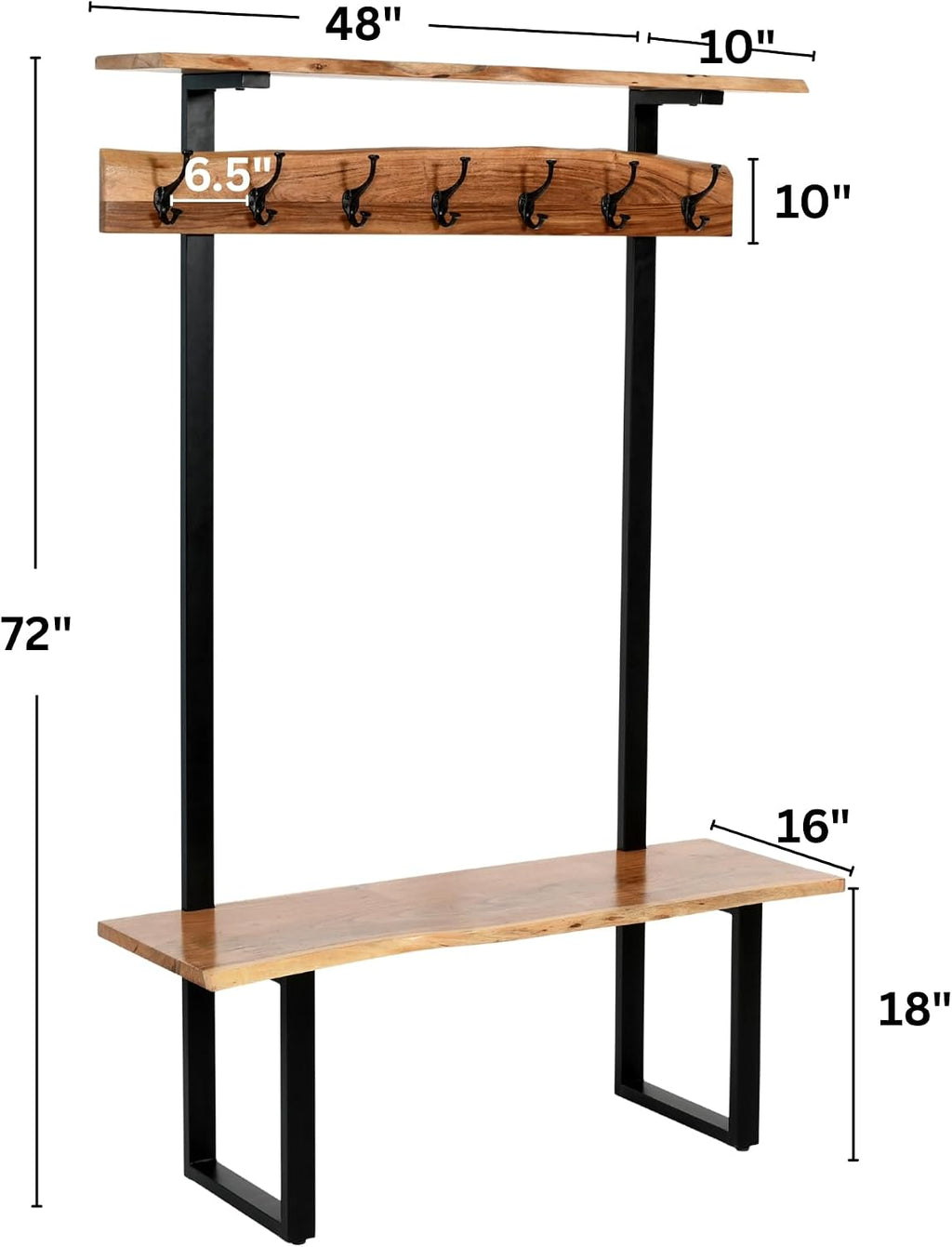 Solid Wood Hall Tree with Bench