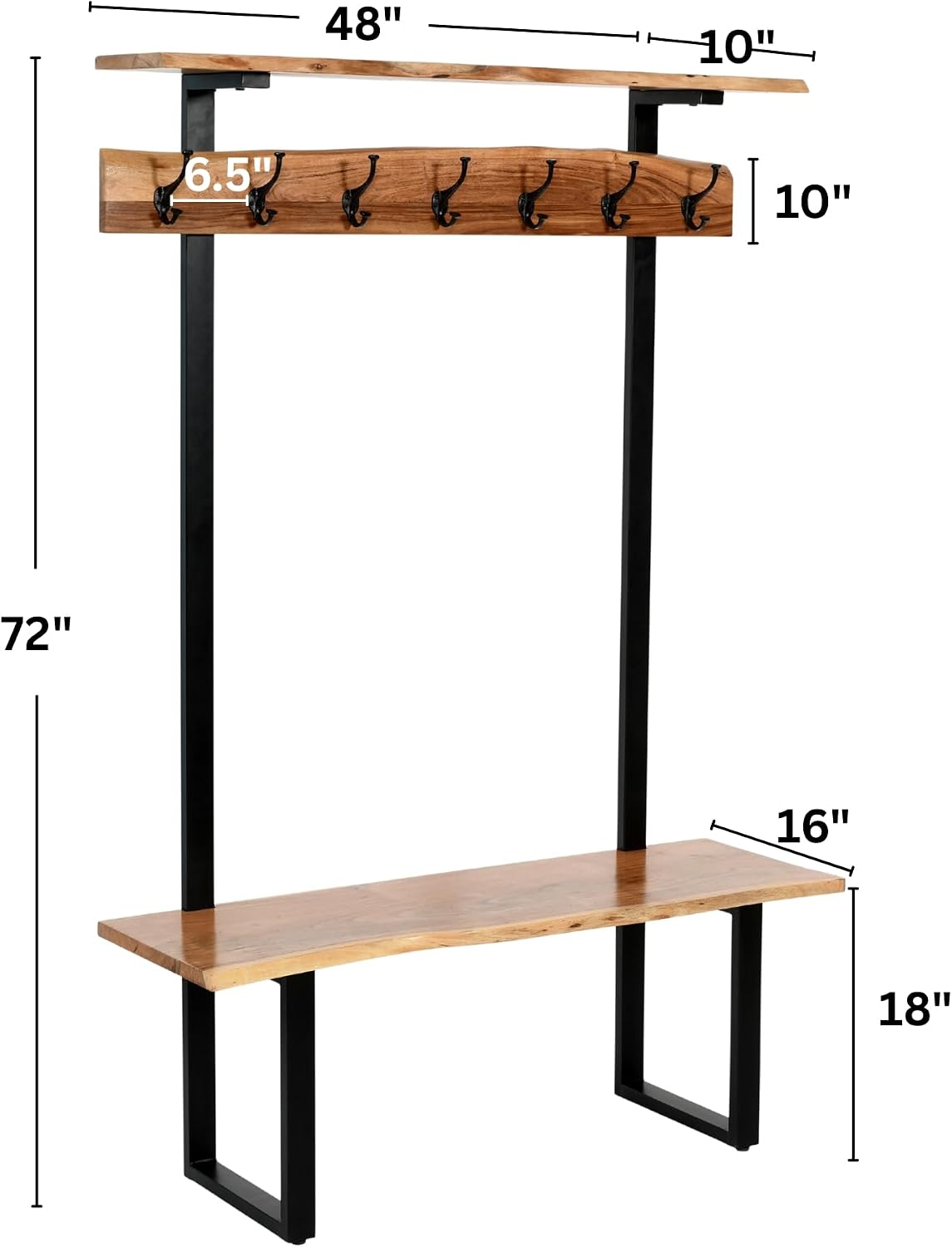 Solid Wood Hall Tree with Bench