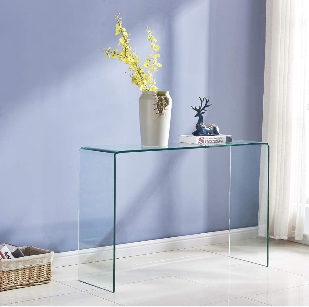 Tempered Glass Narrow Console Table