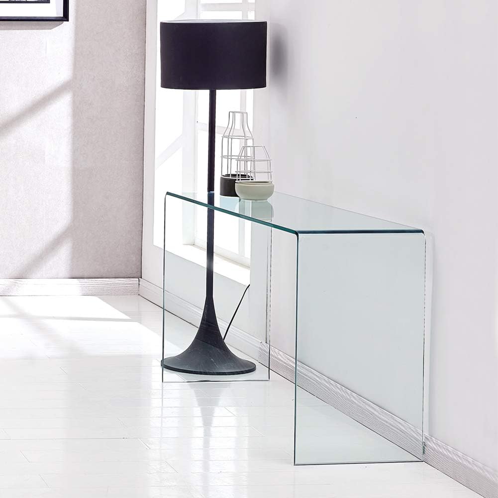 Tempered Glass Narrow Console Table