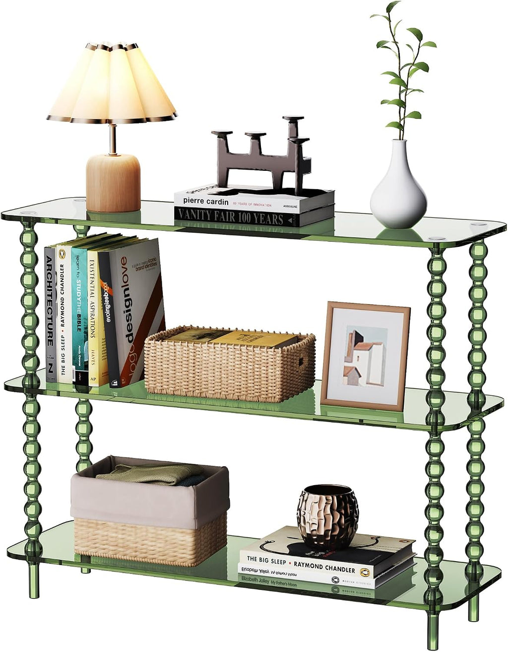 Green 3-Tier Clear Acrylic Console Table