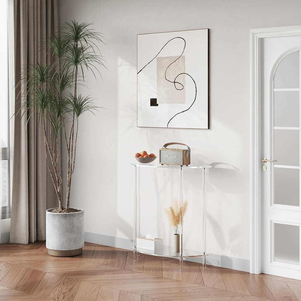 Half Moon Clear Acrylic Console Table