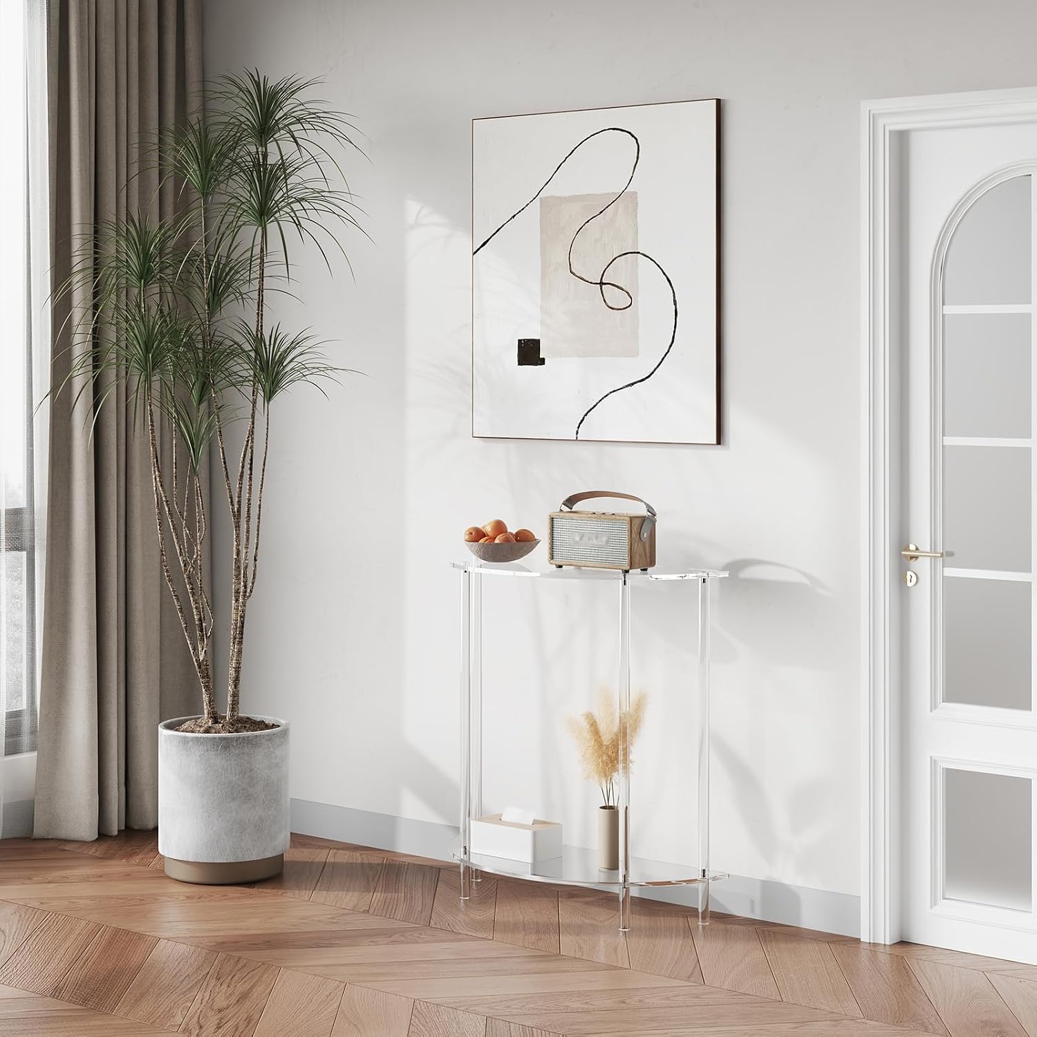 Half Moon Clear Acrylic Console Table