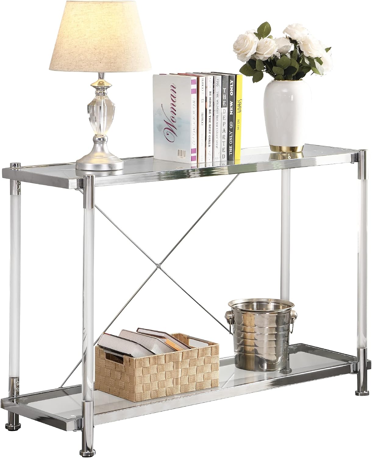 Acrylic Glass Silver Console Table