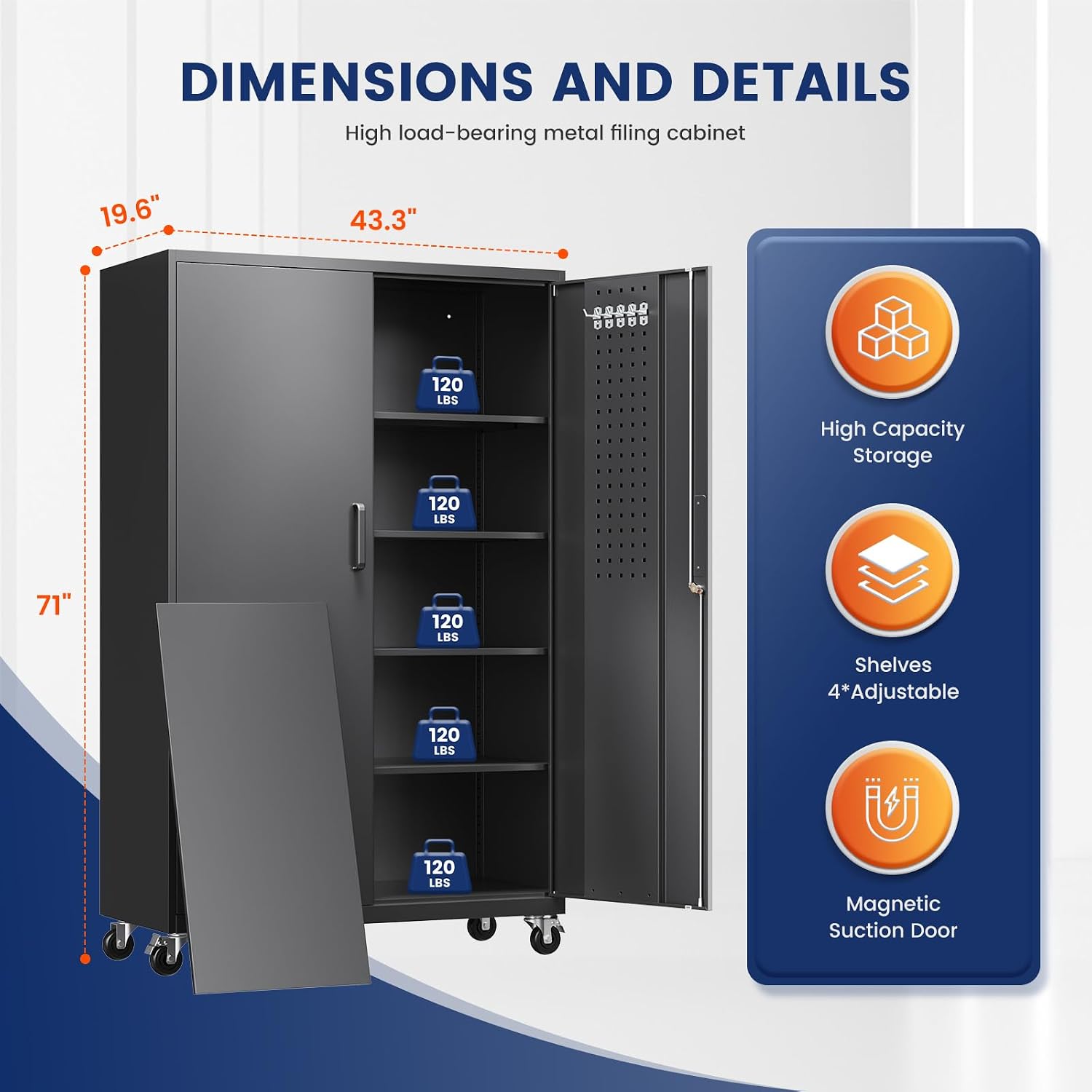 Rolling Lockable Metal Garage Tool Cabinet