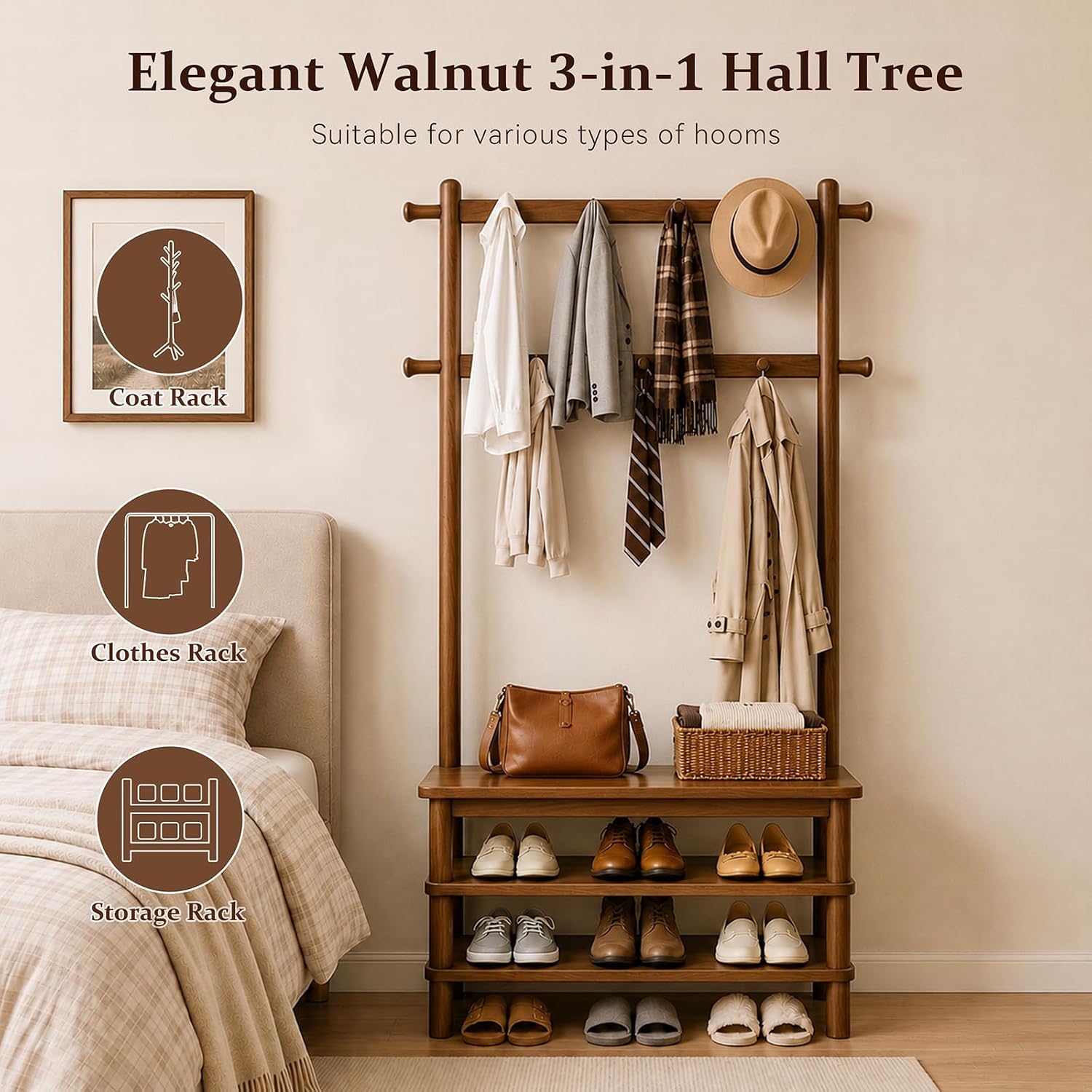 Hall Tree Bench with Shoe Storage