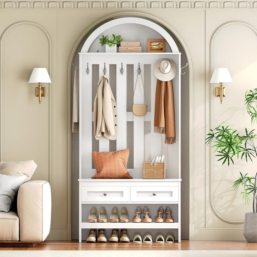Arched Hall Tree with Shoe Bench