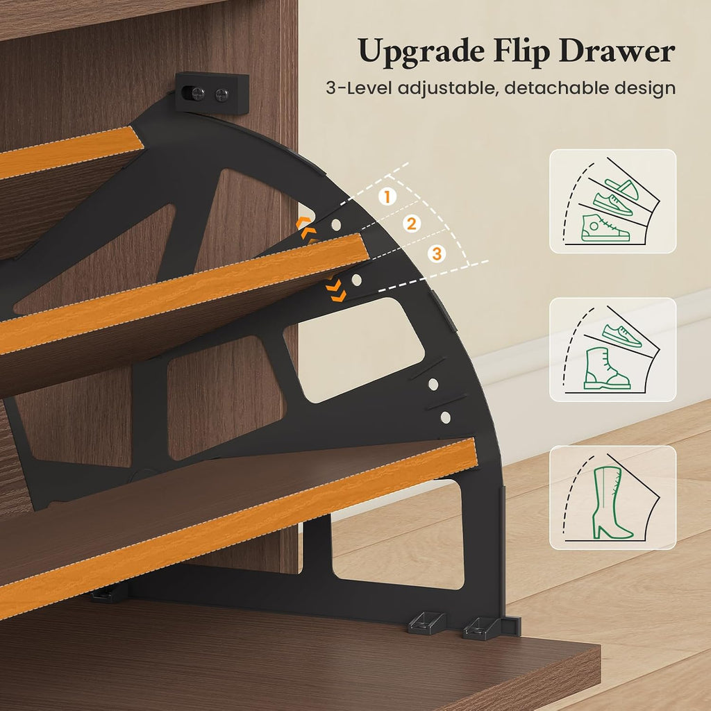 L-Shaped Fluted Shoe Storage Bench