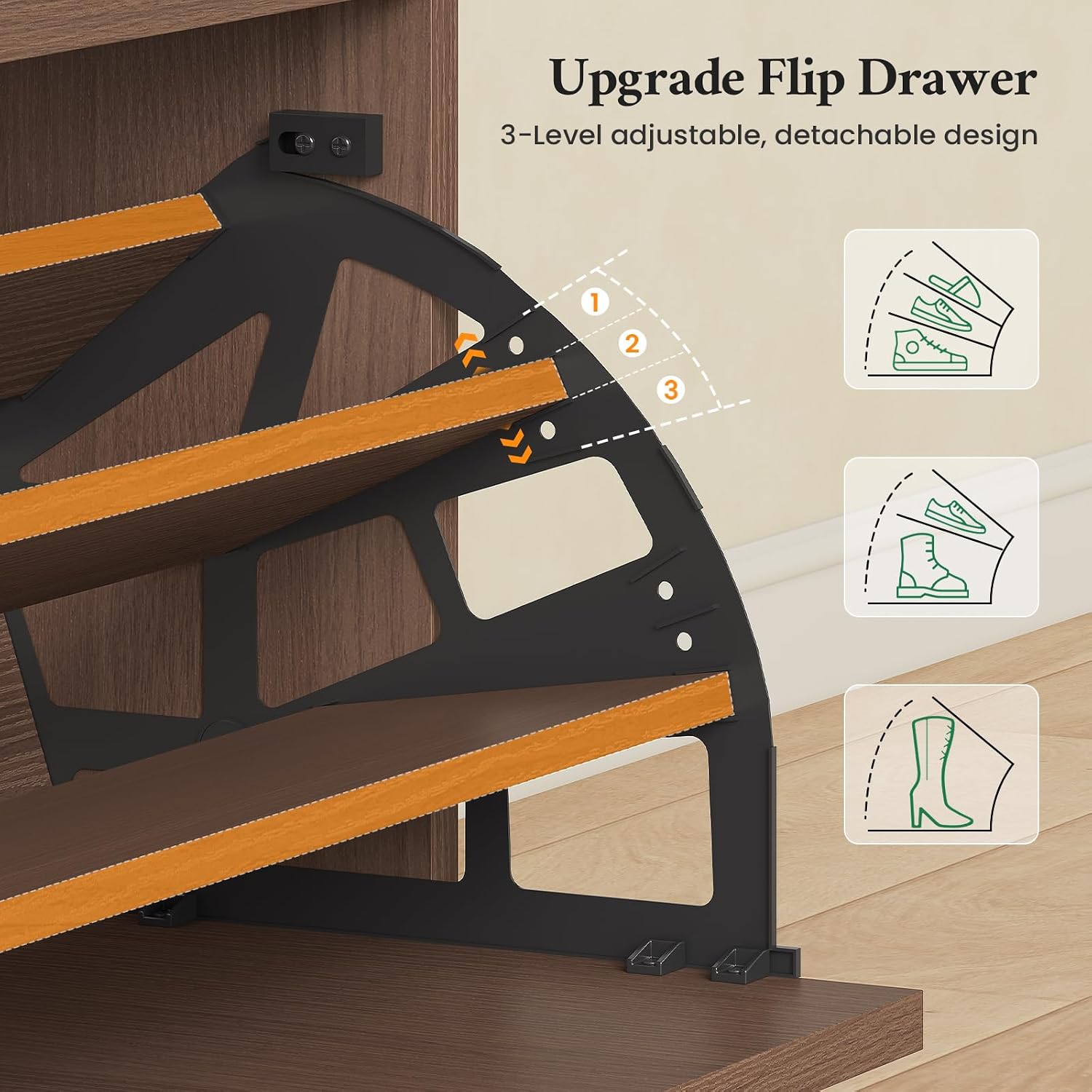 L-Shaped Fluted Shoe Storage Bench