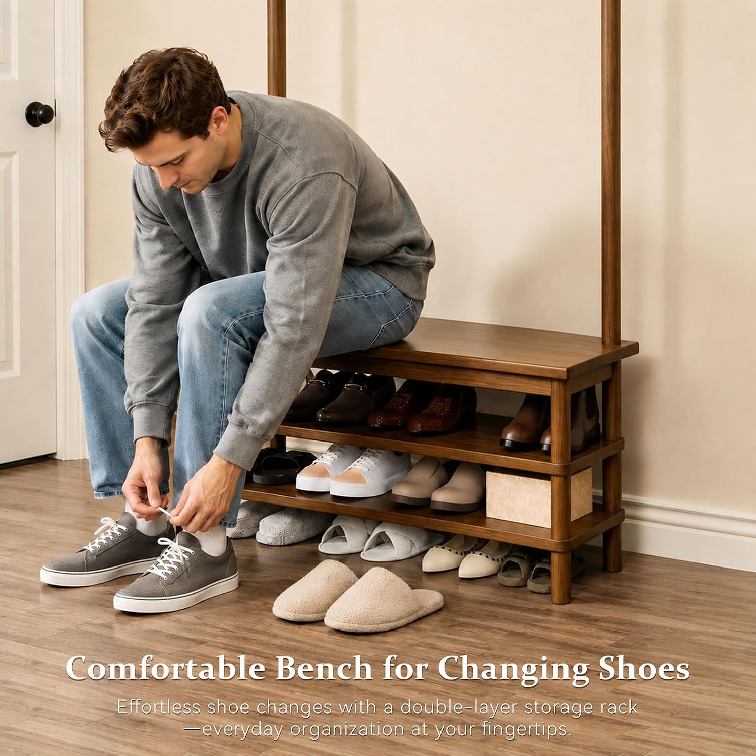 Hall Tree Bench with Shoe Storage