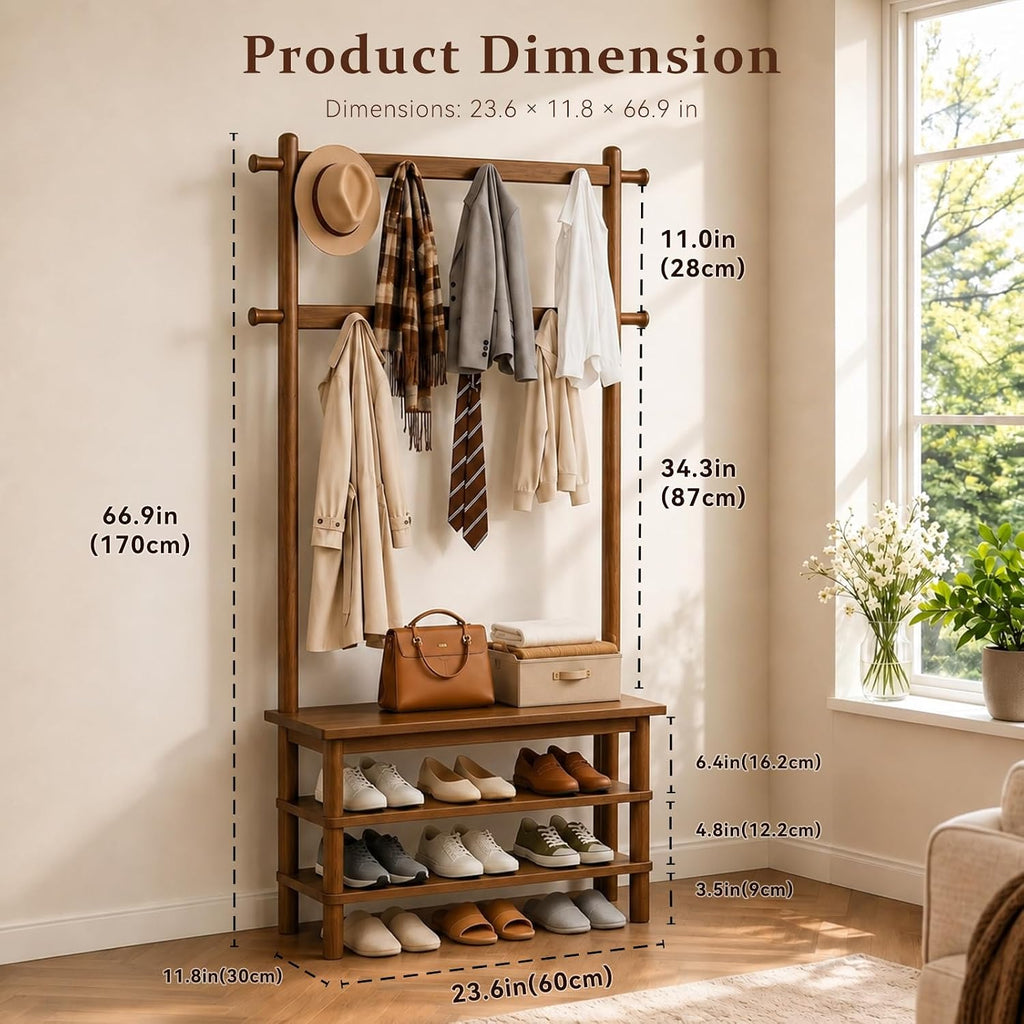 Hall Tree Bench with Shoe Storage