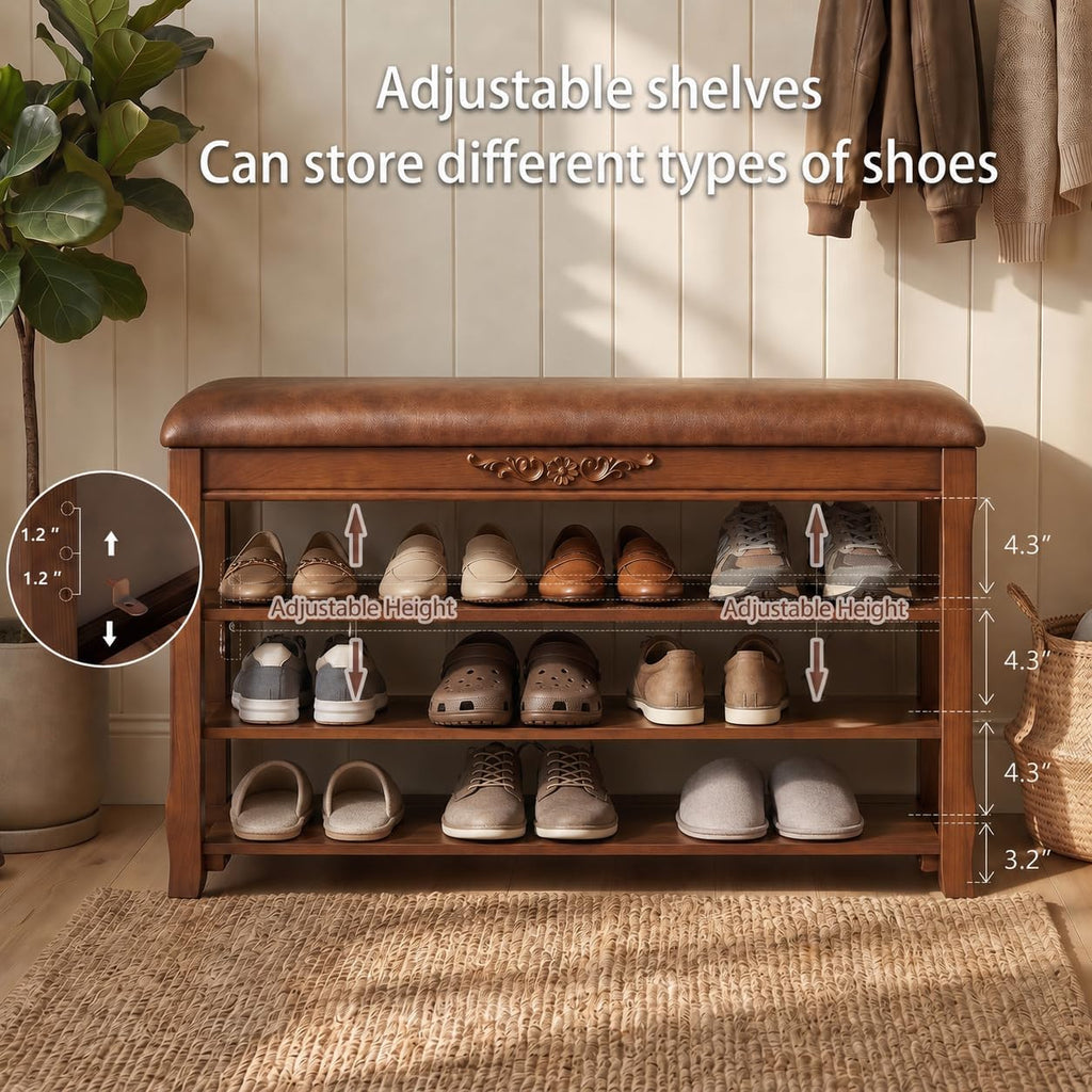 Cushioned Entryway Shoe Rack Bench