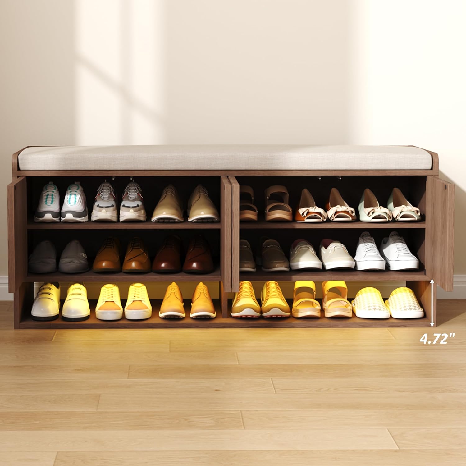 Fluted LED Shoe Storage Bench
