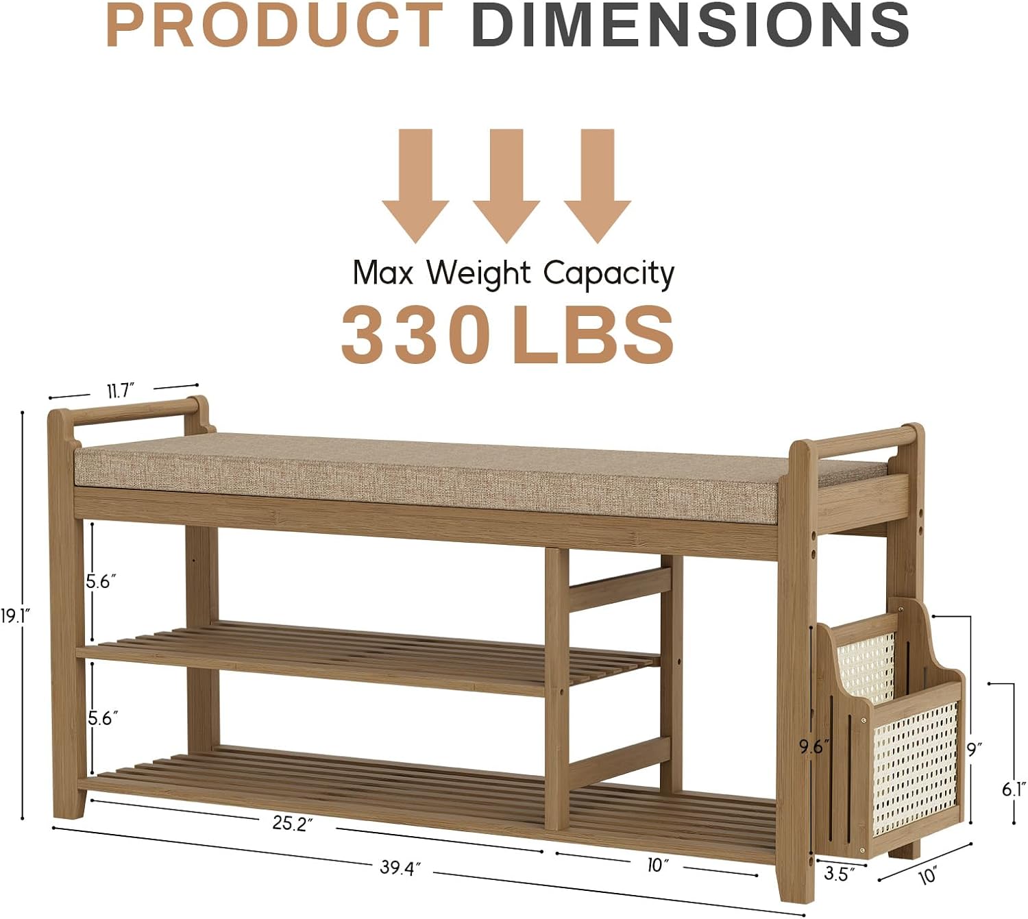 Bamboo 2-Tier Shoe Rack Bench