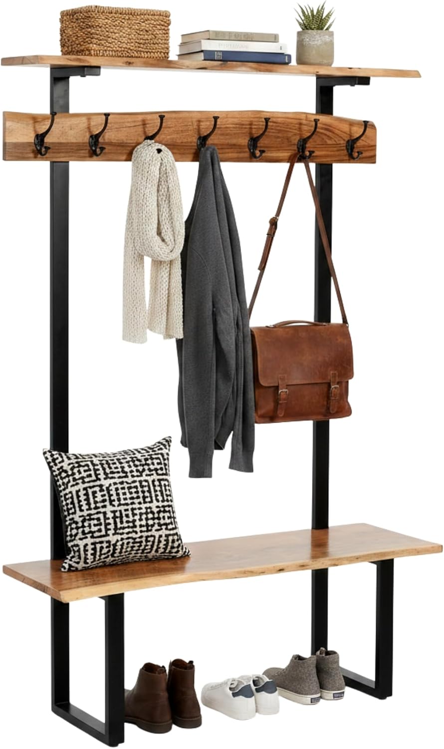 Solid Wood Hall Tree with Bench