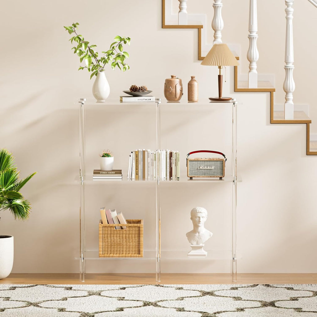 3-Tier Clear Acrylic Entryway Console Table