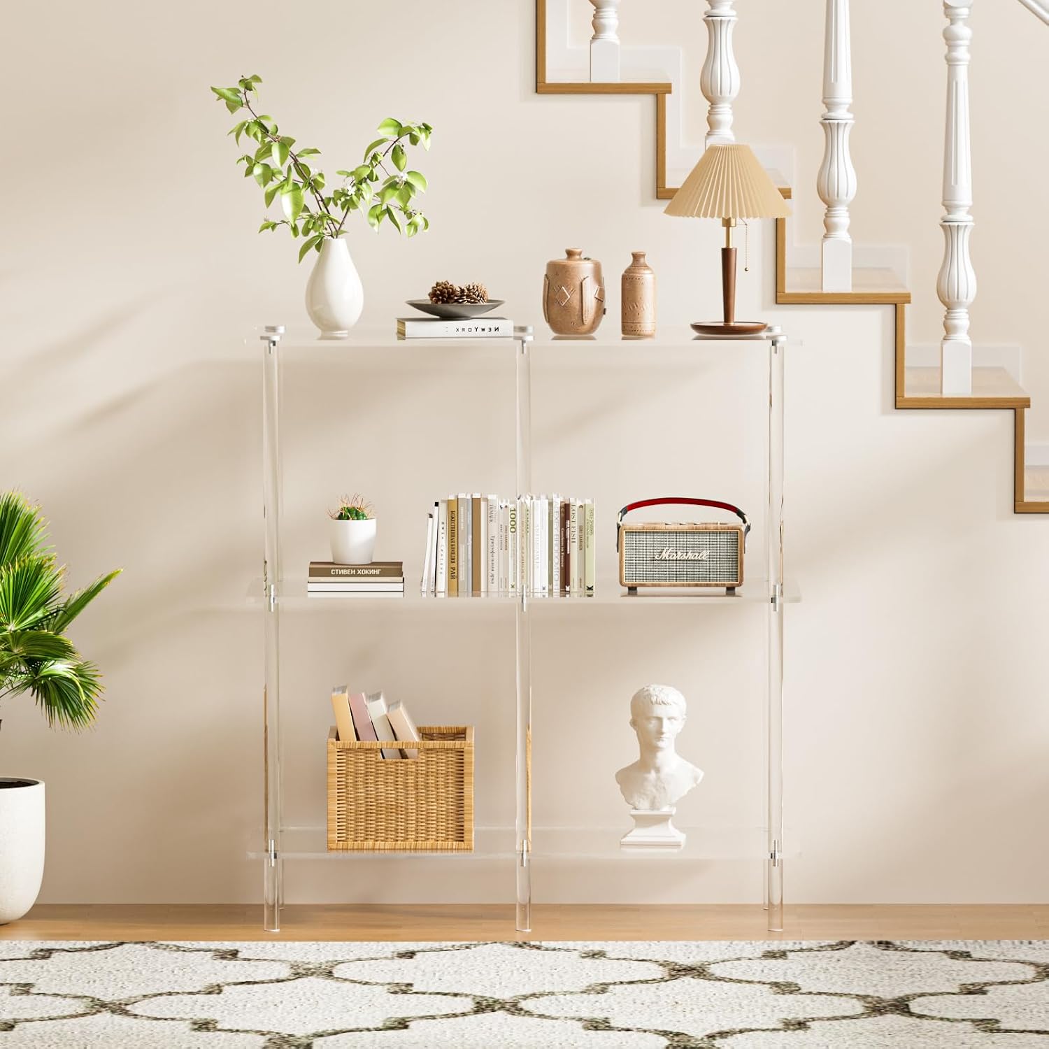 3-Tier Clear Acrylic Entryway Console Table