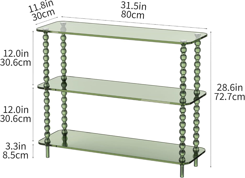 Green 3-Tier Clear Acrylic Console Table