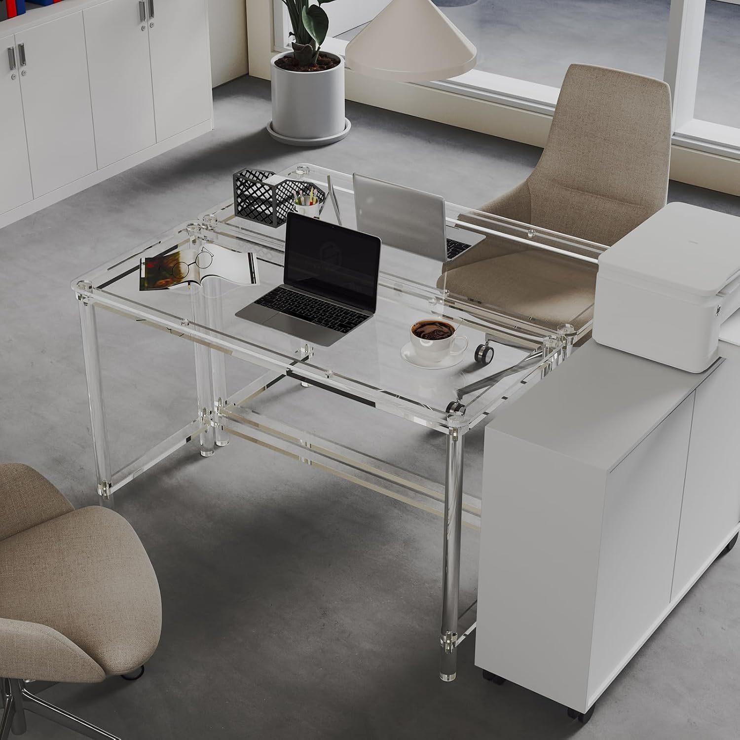 Clear Acrylic Modern Home Office Desk