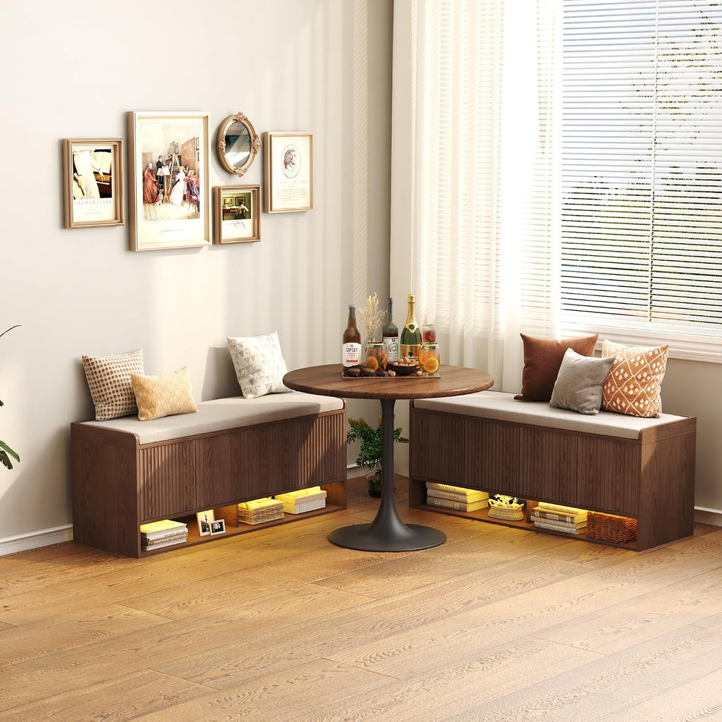 Fluted LED Shoe Storage Bench