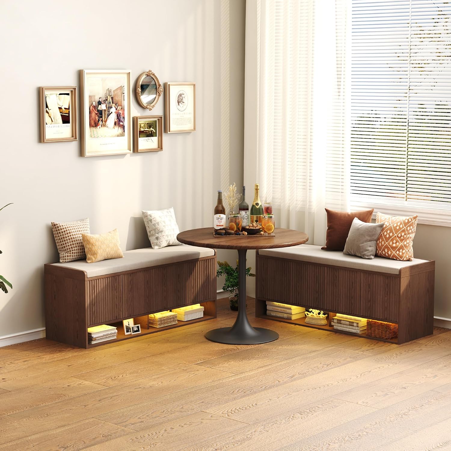 Fluted LED Shoe Storage Bench