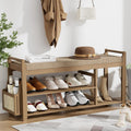 Bamboo 2-Tier Shoe Rack Bench