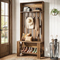 Wooden Farmhouse Hall Tree Bench