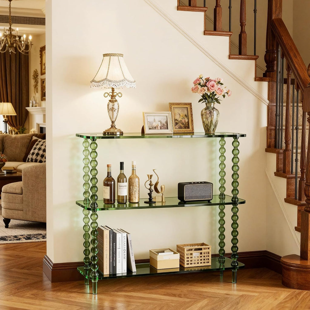 Green 3-Tier Clear Acrylic Console Table
