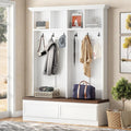 Wood Farmhouse Hall Tree Bench