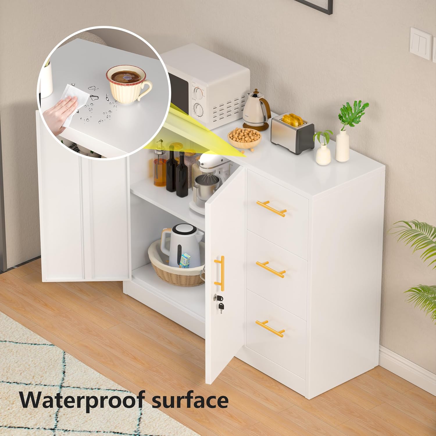 White Lockable Metal Storage Cabinet