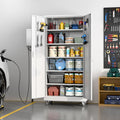 Rolling Lockable Metal Cabinet with Pegboard
