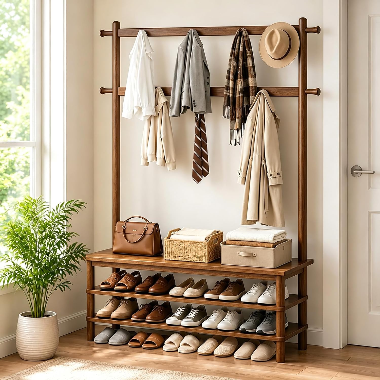 Hall Tree Bench with Shoe Storage