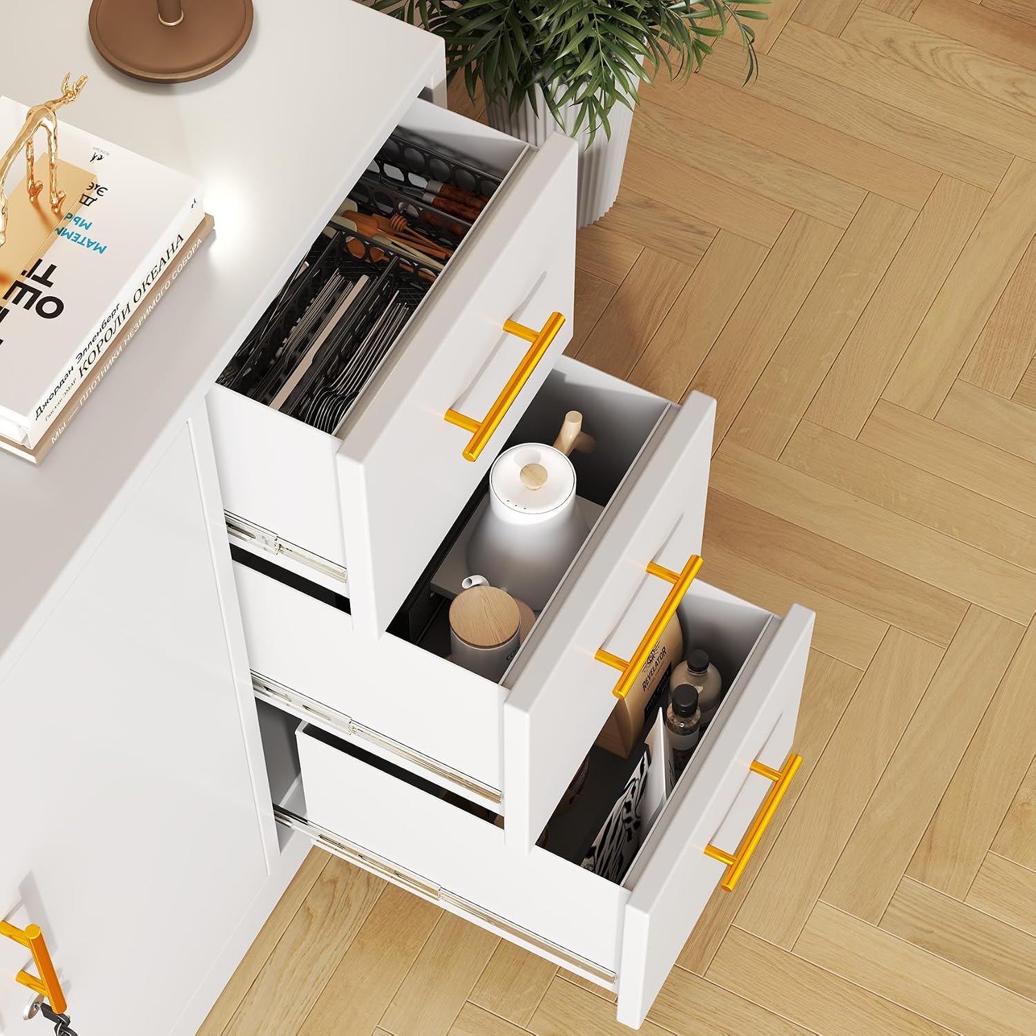 White Lockable Metal Storage Cabinet