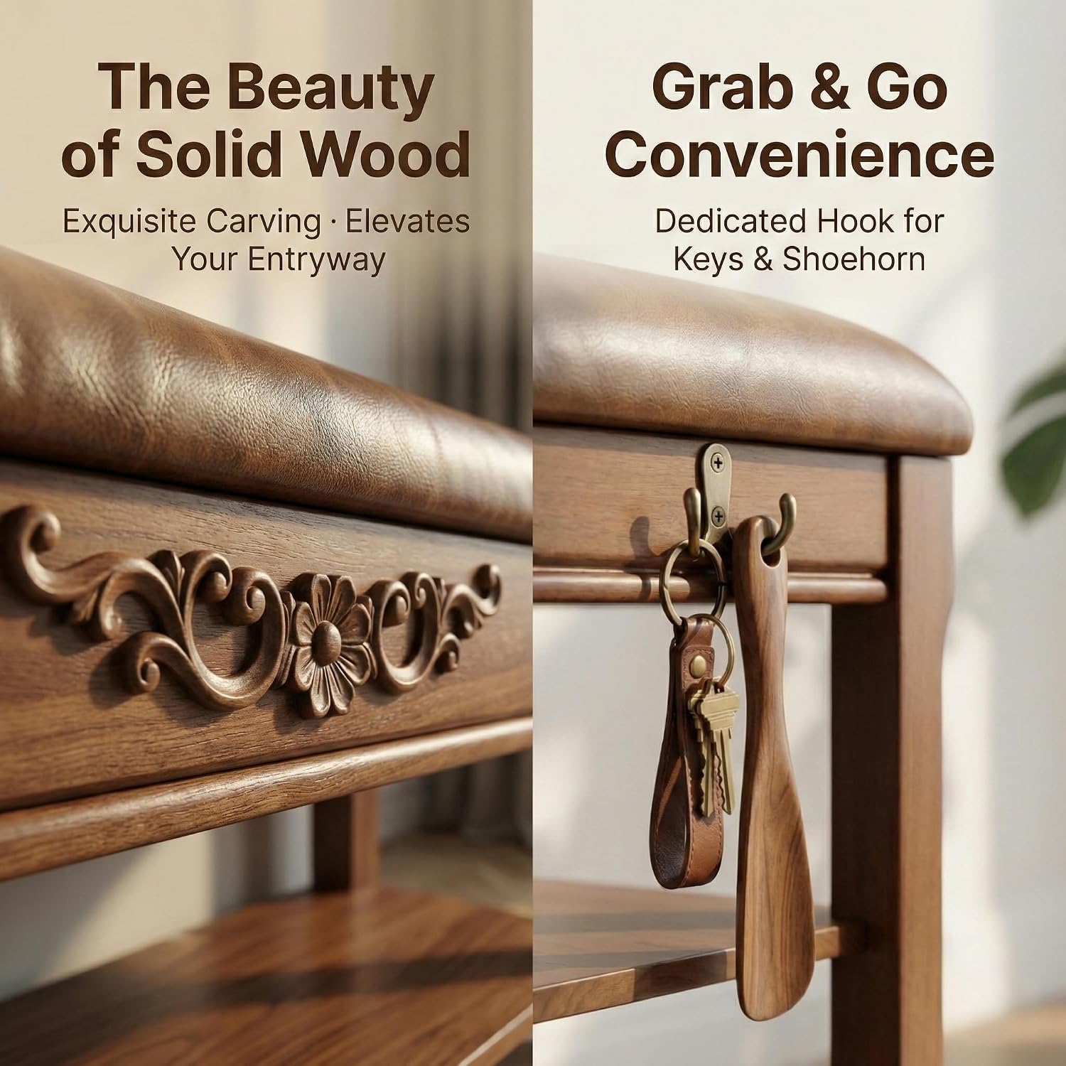 Cushioned Entryway Shoe Rack Bench