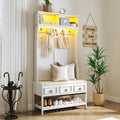 LED Farmhouse Hall Tree Bench
