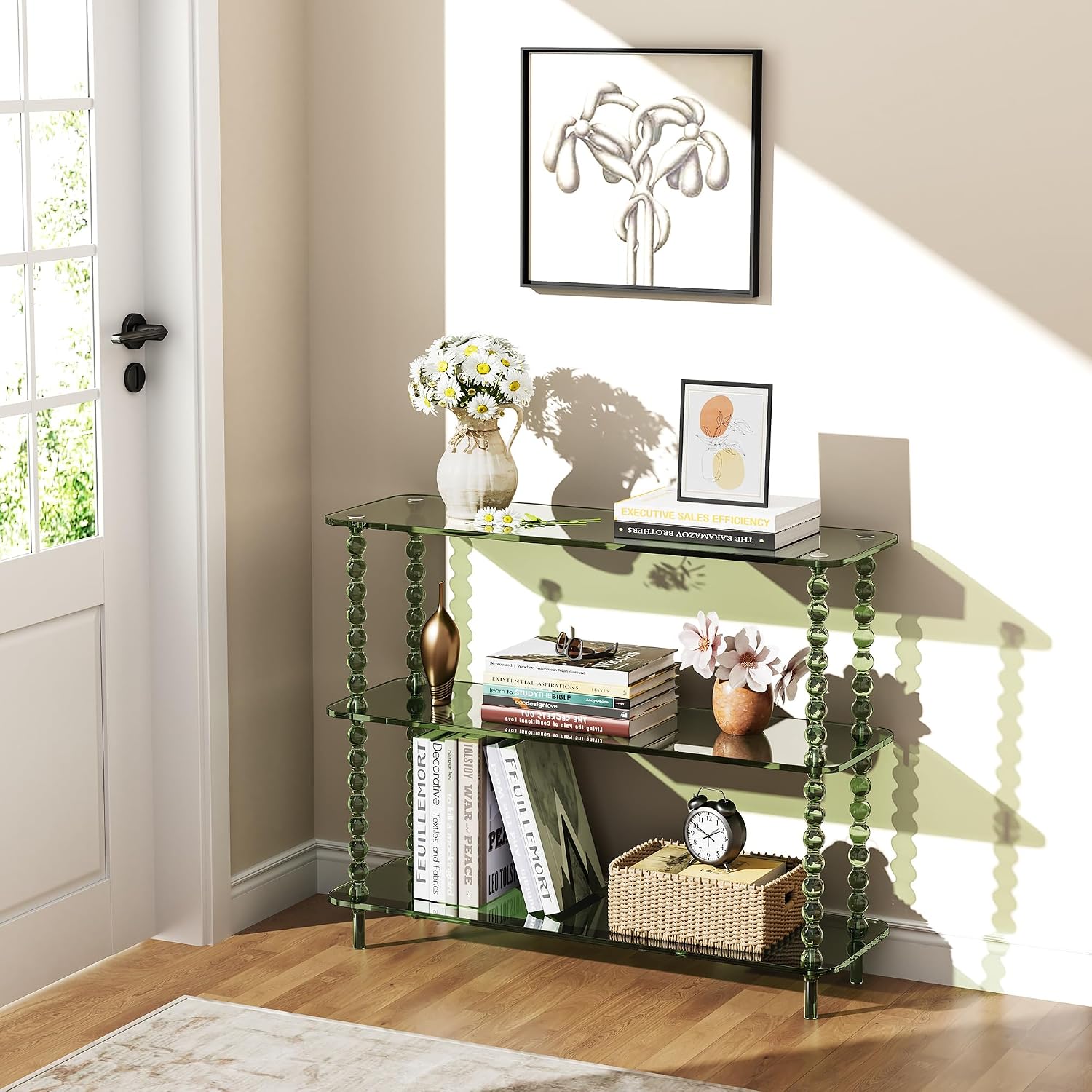 Green 3-Tier Clear Acrylic Console Table
