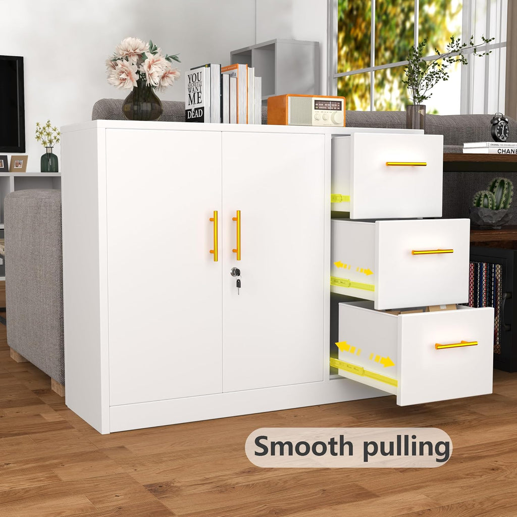 White Lockable Metal Storage Cabinet