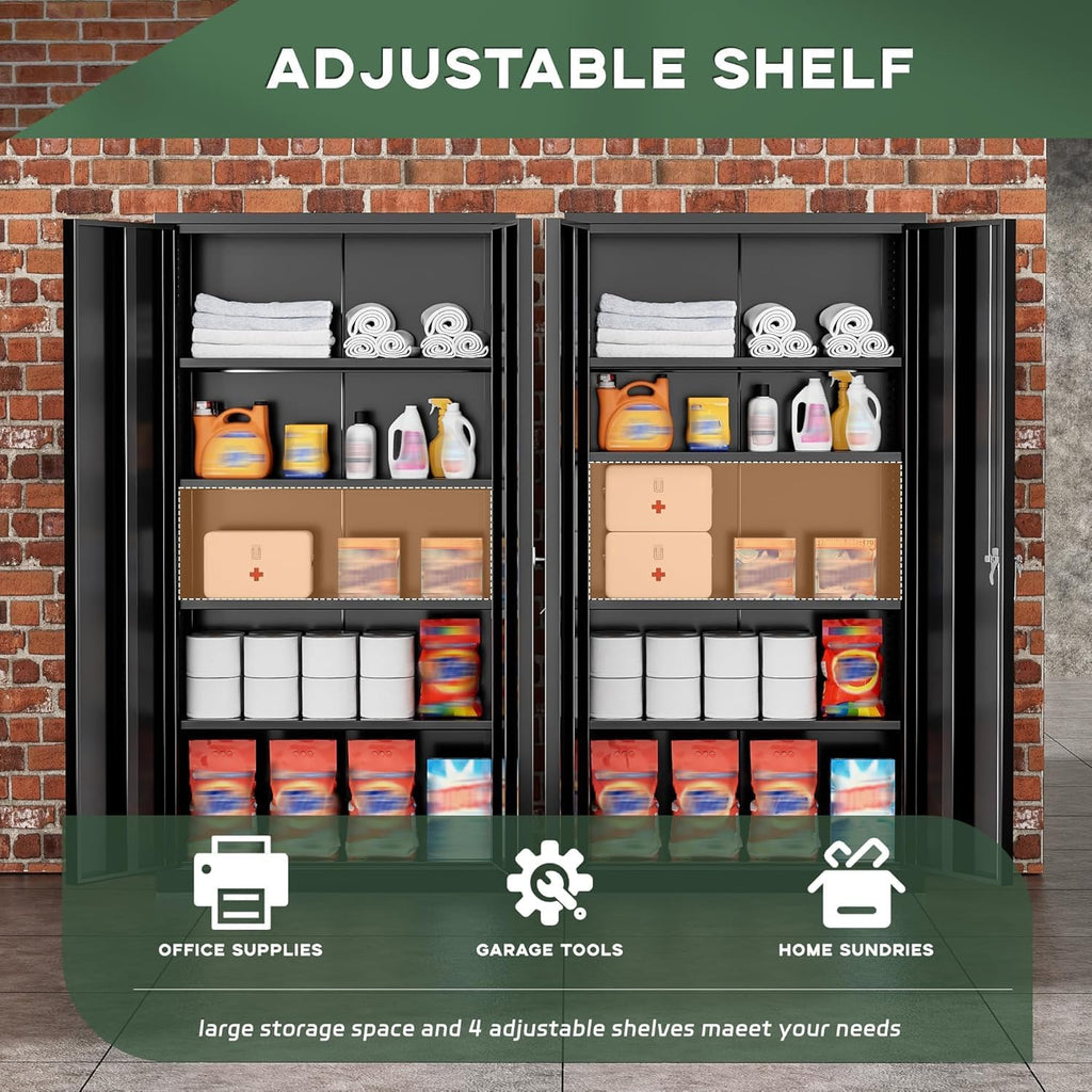 Black Lockable Metal Garage Storage Cabinet