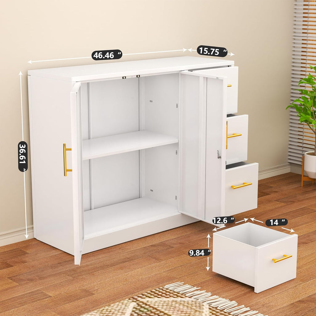 White Lockable Metal Storage Cabinet