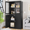 Black Lockable Glass Door Metal Cabinet