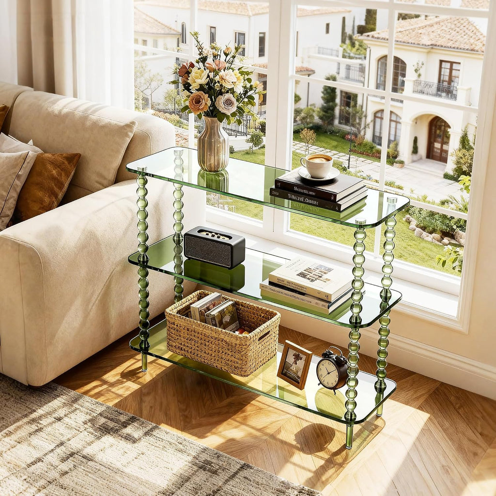 Green 3-Tier Clear Acrylic Console Table