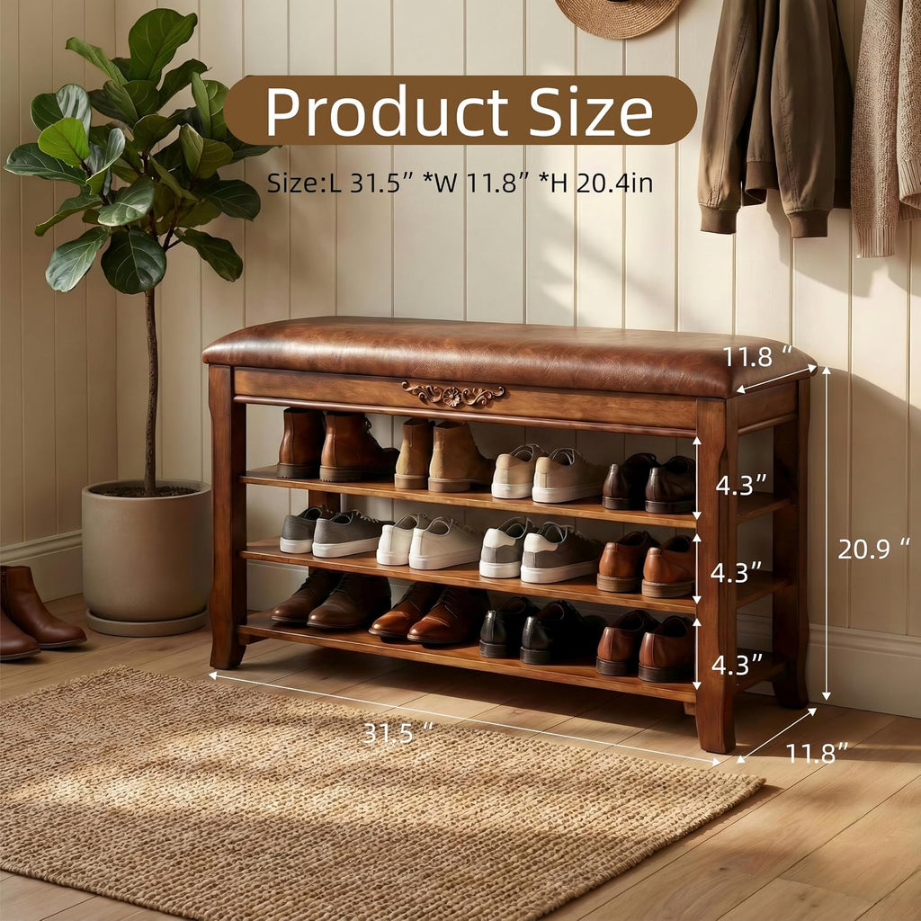 Cushioned Entryway Shoe Rack Bench