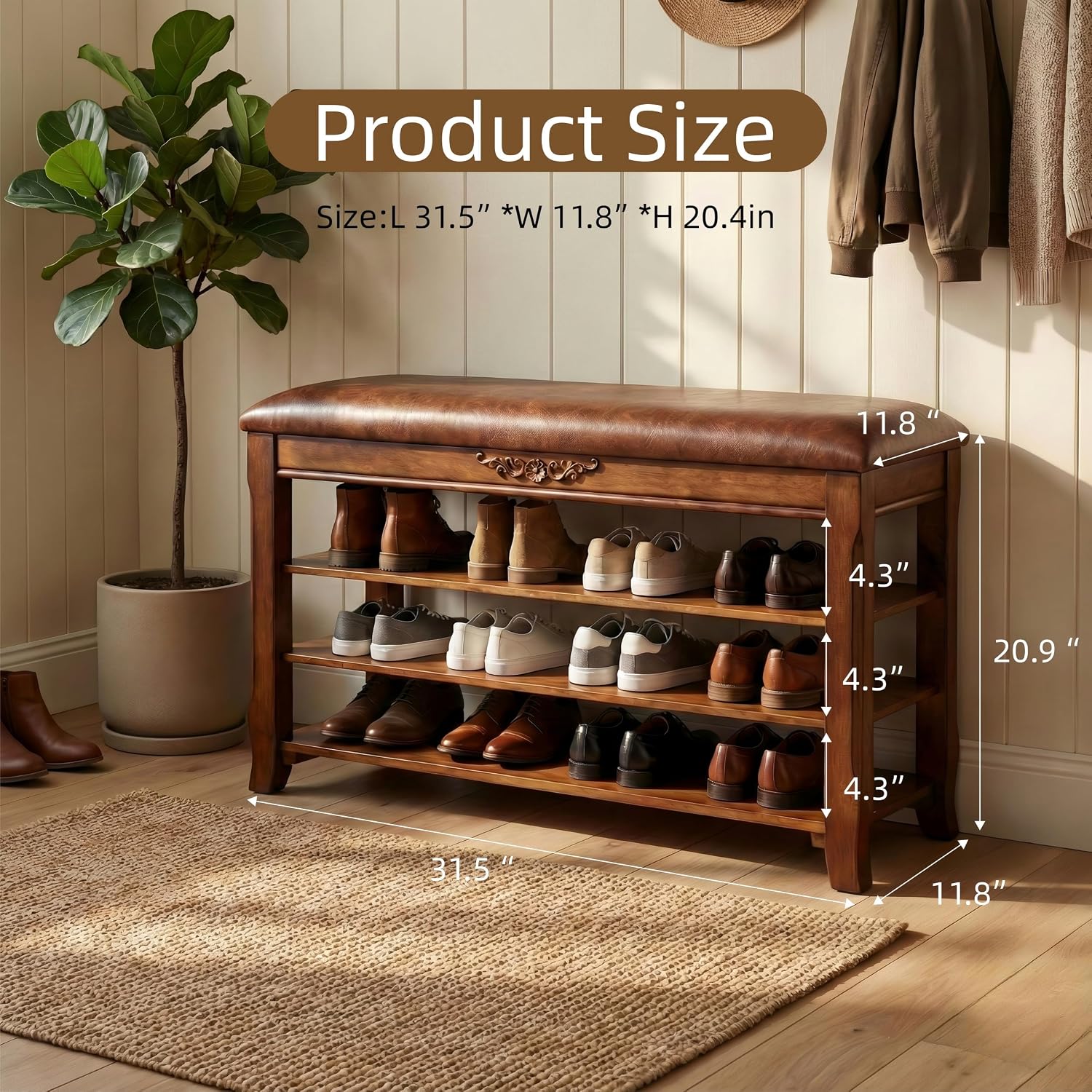 Cushioned Entryway Shoe Rack Bench