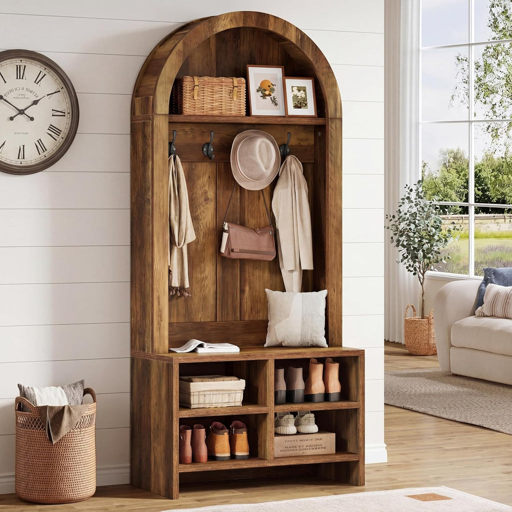 Arched Hall Tree with Shoe Bench